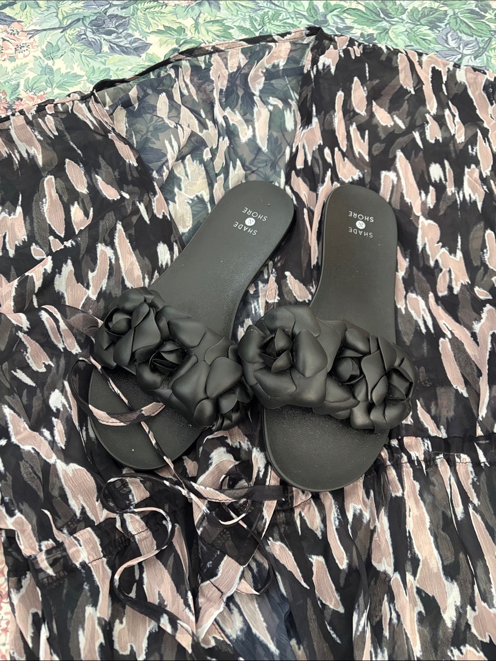 Sheer Animal Print Duster Kimono - Black and Taupe